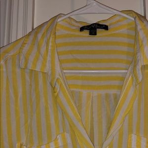 Yellow and White Striped Blouse